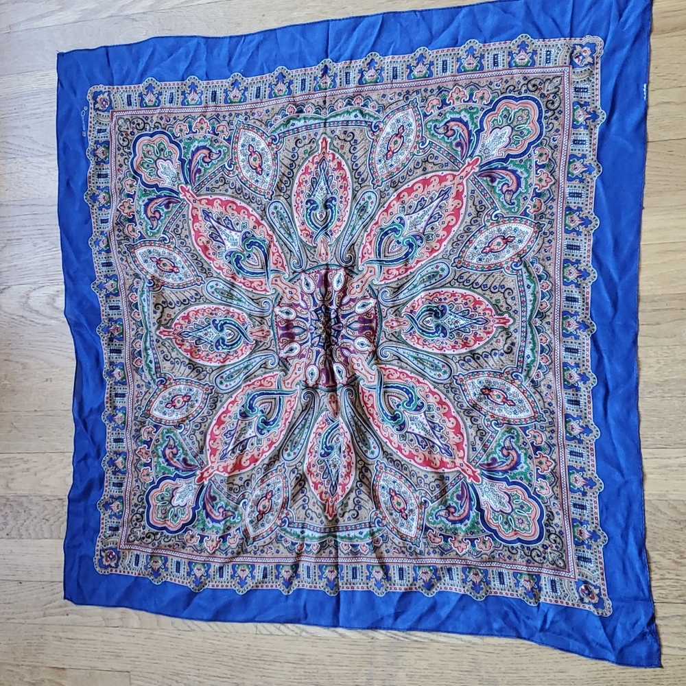 Vintage square silk paisley scarf